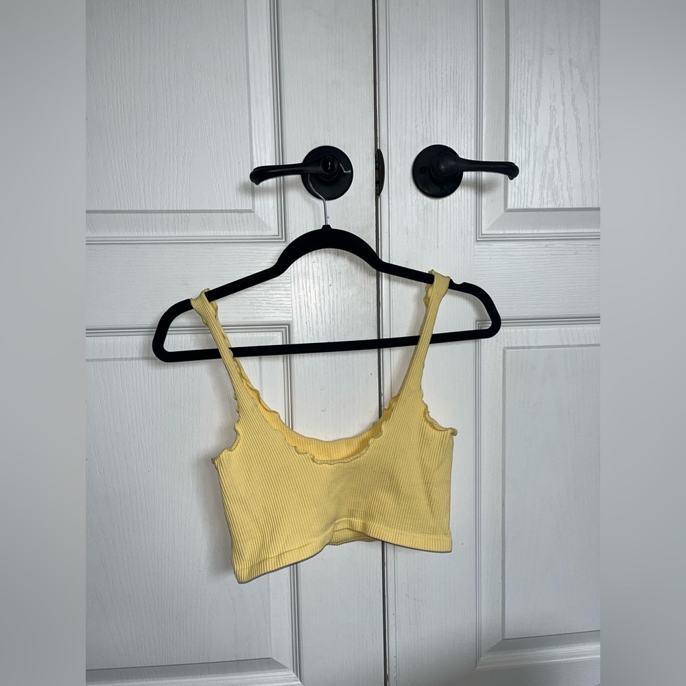 full tilt yellow cropped ribbed tank